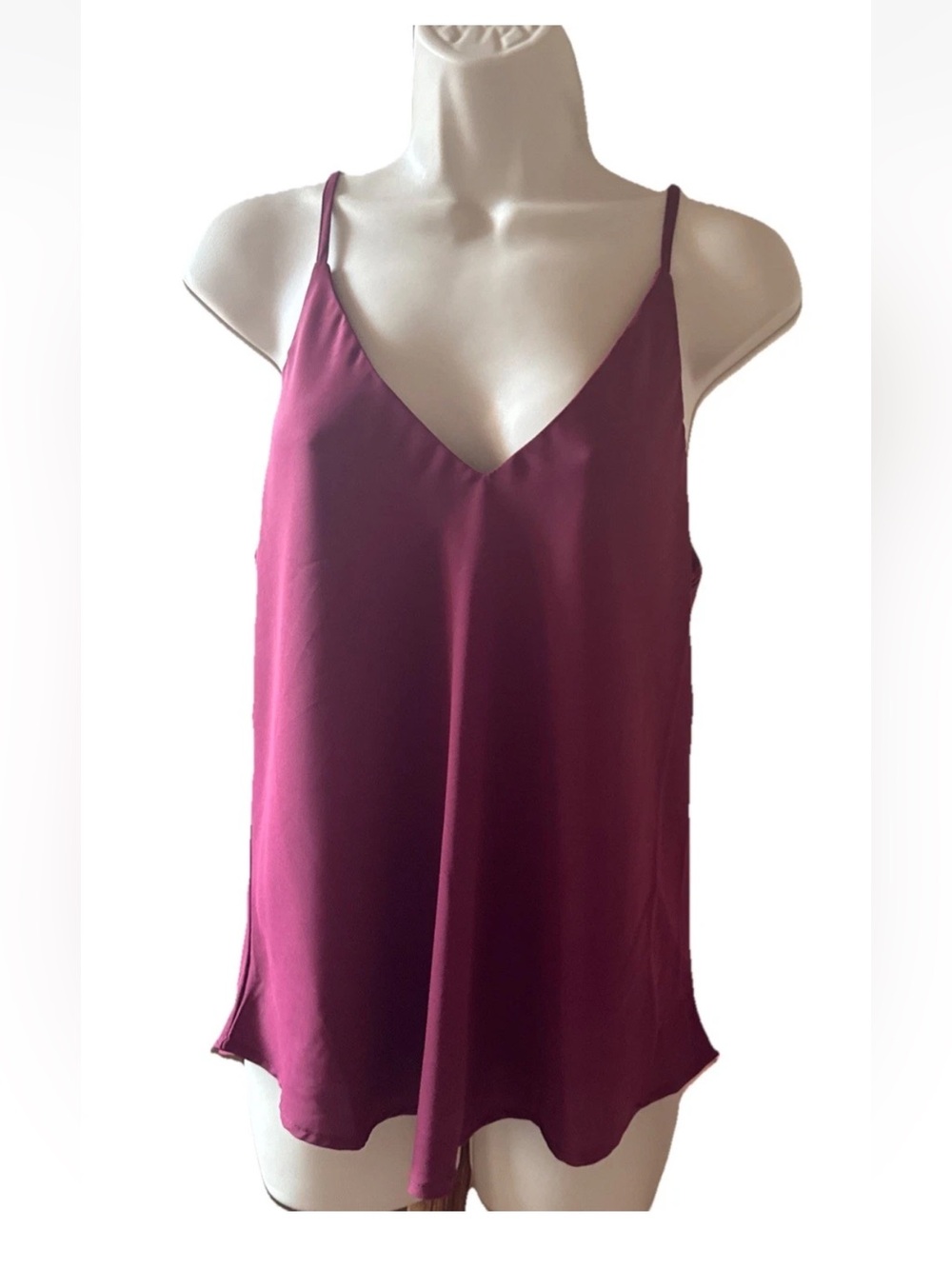 Plum V-Neck Spaghetti Strap Women’s Cami Top Size Large